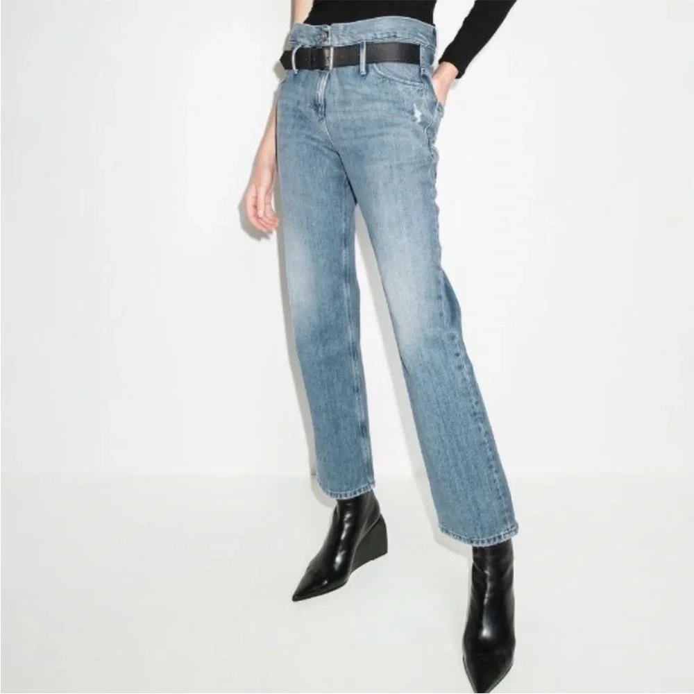RtA Belted Dexter‎ Jeans Women’s Medium Blue Distressed Straight Leg Denim